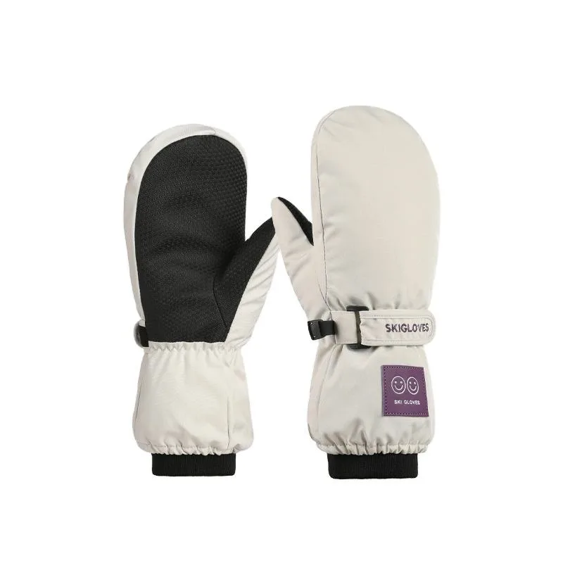 Kids' Ski Mittens — 6 Colourways — White, pair view