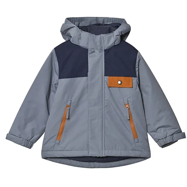 Kids' Two-Piece Ski Suit — Grey & Navy — Grey & Navy, jacket front view