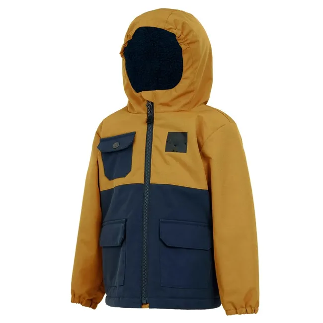 Kids’ Two-Piece Snow Suit — Mustard & Navy — Mustard & Navy, jacket three-quarter view