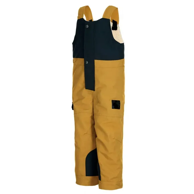 Kids’ Two-Piece Snow Suit — Mustard & Navy — Mustard & Navy, bib pants view
