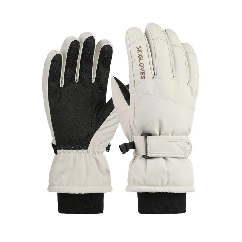Kids' Two-Tone Ski Gloves — 5 Colourways — White, pair view