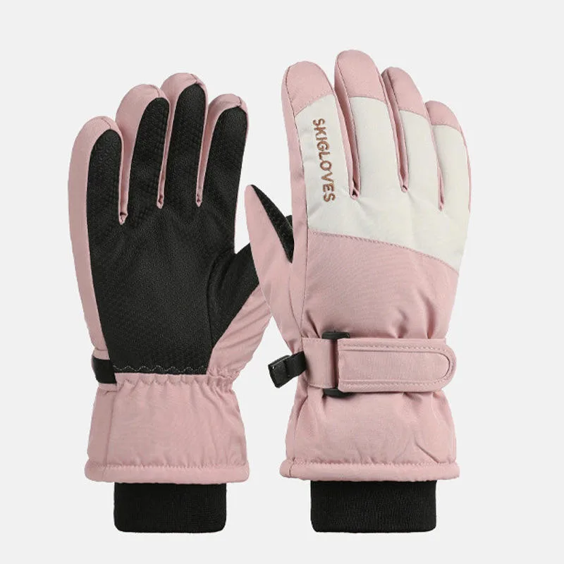 Kids' Two-Tone Ski Gloves — 5 Colourways — Pink, pair view