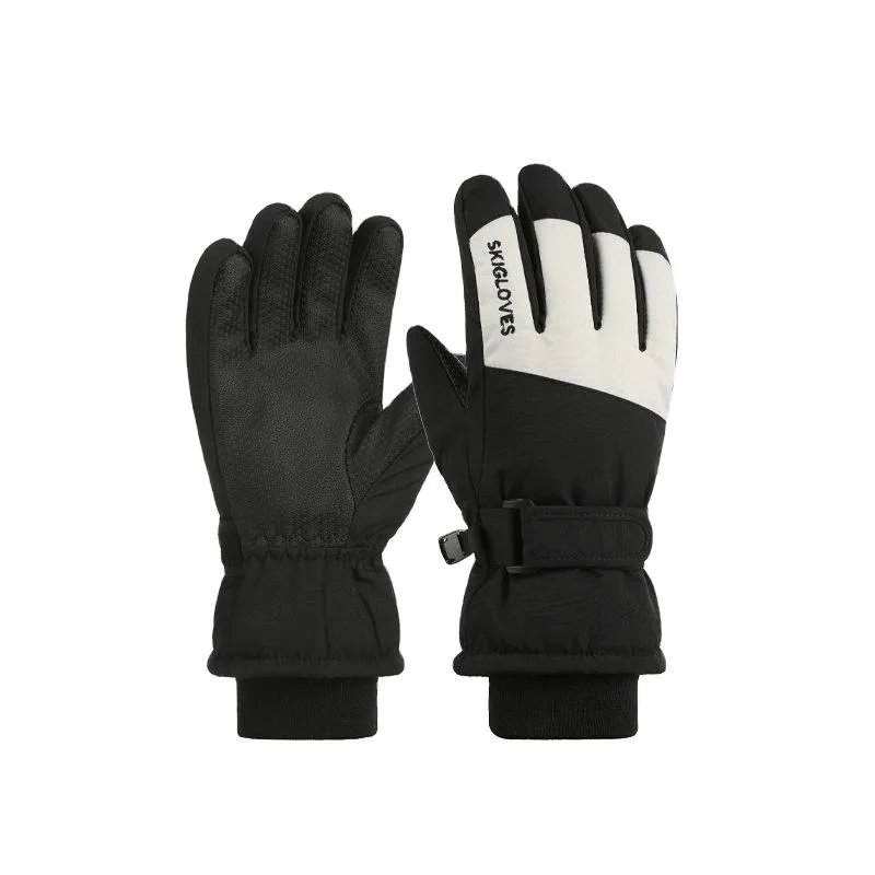 Kids' Two-Tone Ski Gloves — 5 Colourways — Black, pair view