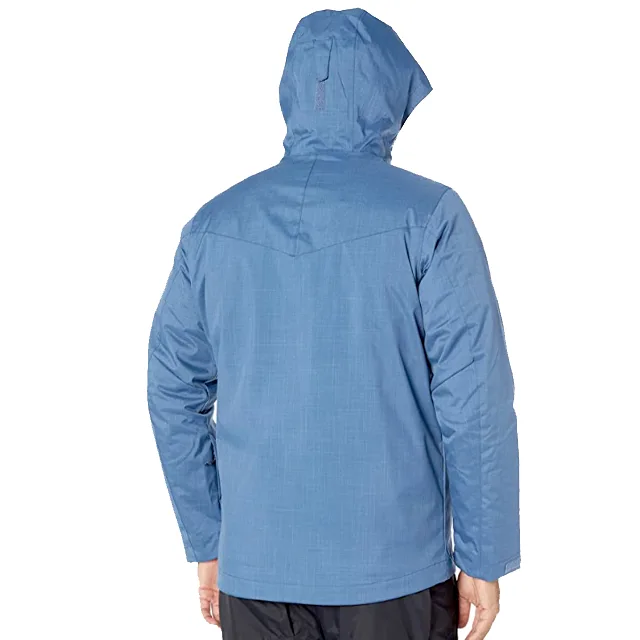 Men’s 3-in-1 Ski Jacket — Blue — Blue, hooded back view