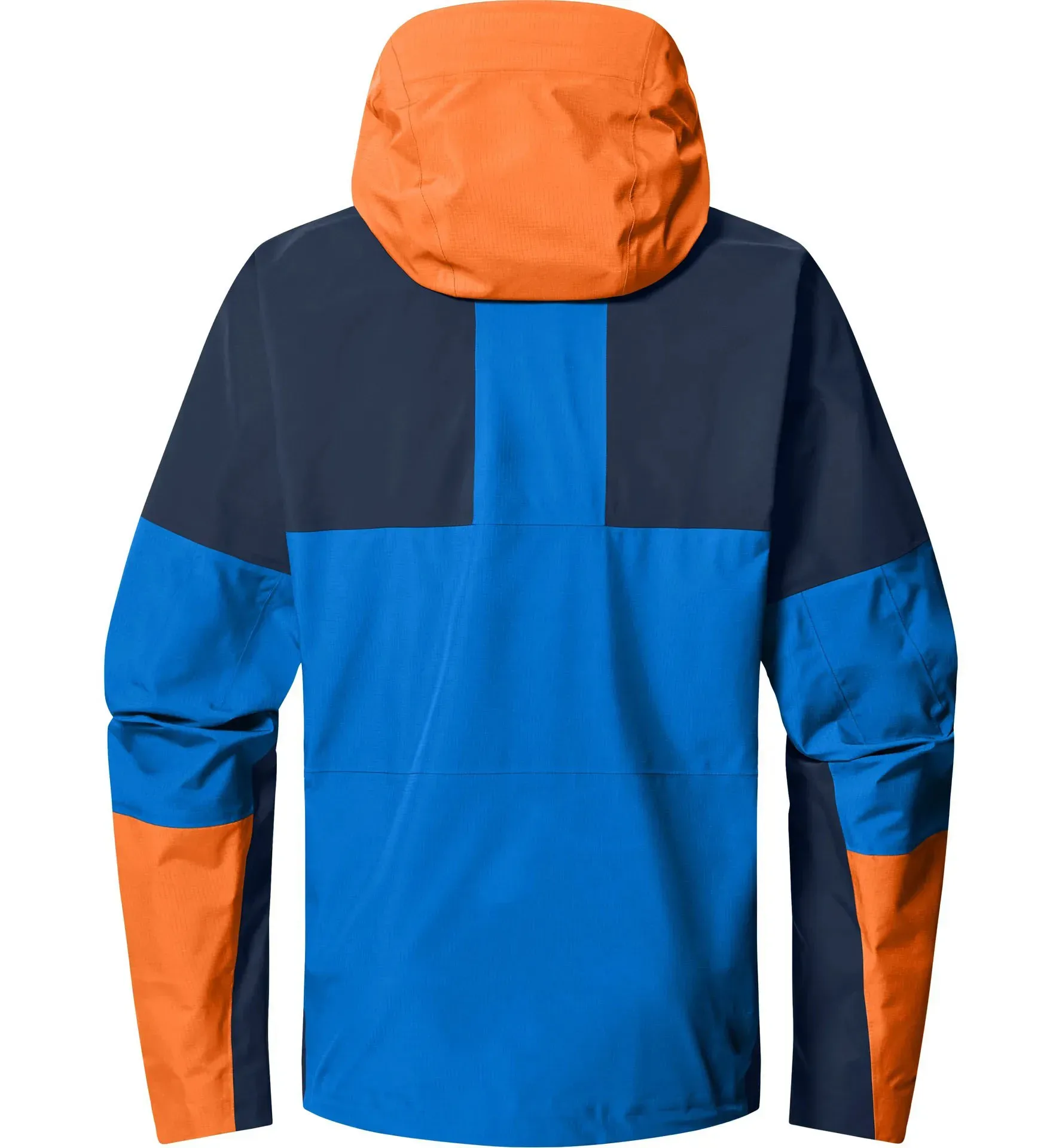 Men’s 3-Layer Hardshell Jacket — Blue & Orange — Blue & Orange, back view