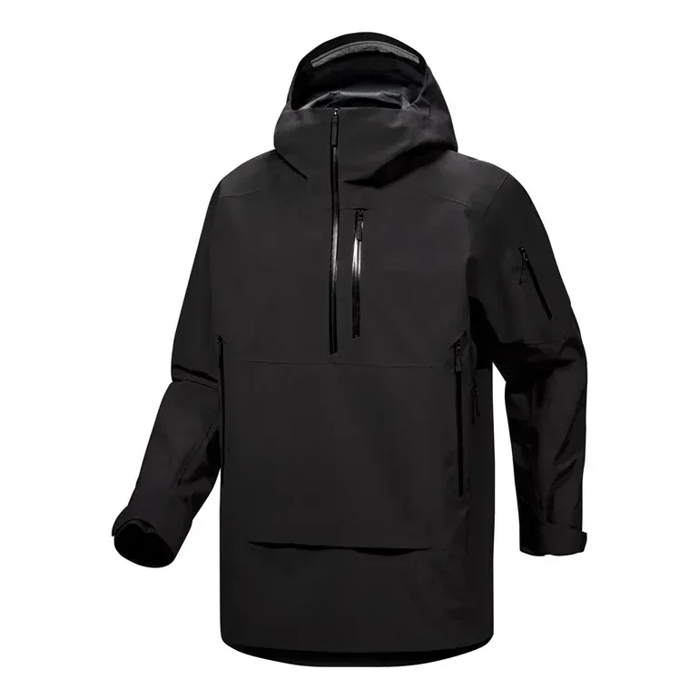 Men's Half-Zip Anorak Ski Jacket — 2 Colourways — Black, front view