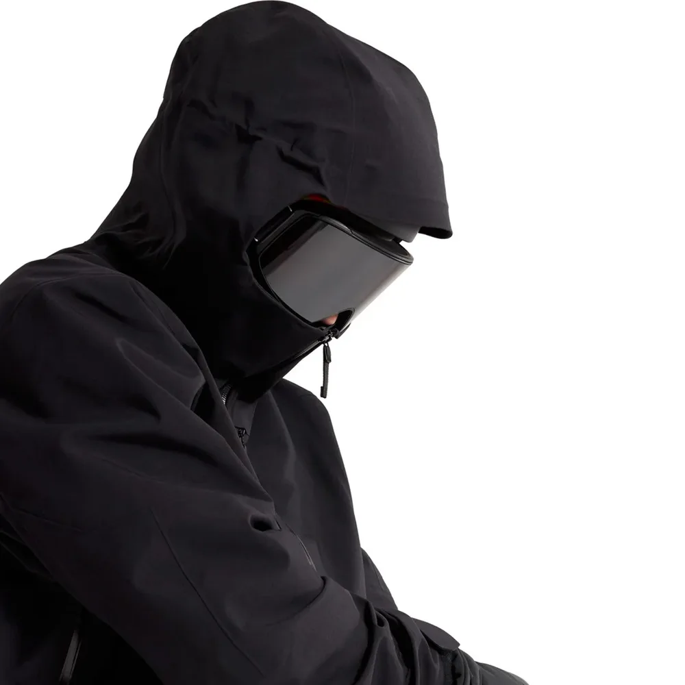Men's Half-Zip Anorak Ski Jacket — 2 Colourways — Black, hooded worn view