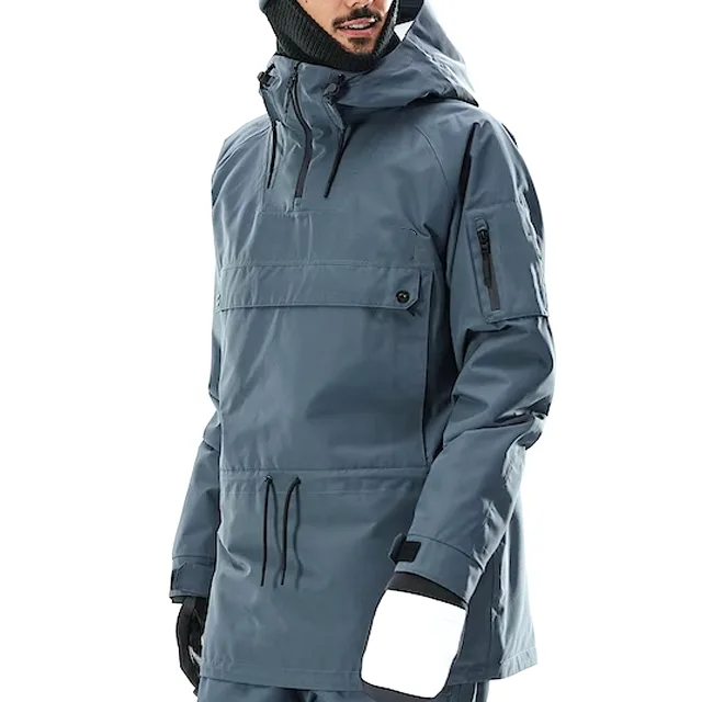 Men’s Anorak Snowboard Jacket — Grey — Grey, front view