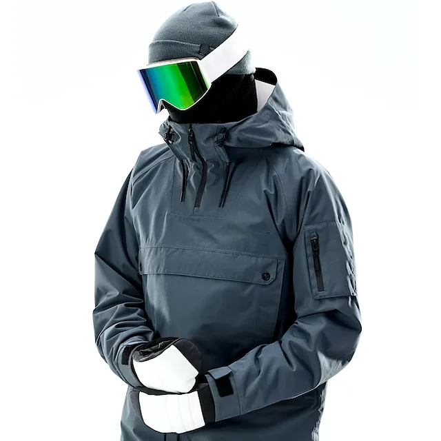 Men’s Anorak Snowboard Jacket — Grey — Grey, front full view