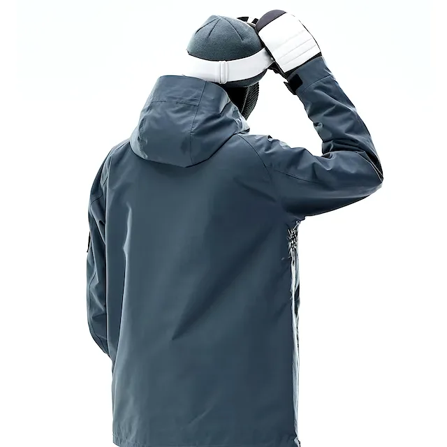 Men’s Anorak Snowboard Jacket — Grey — Grey, back view