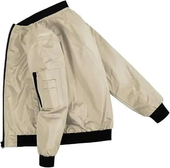 Men's Bomber Softshell Jacket — 1 Colourway — Beige, side and back view