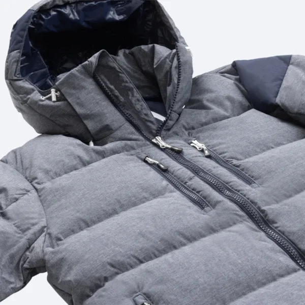 Men's Bubble Puffer Jacket — 5 Colourways — Grey Marl, collar and zip detail
