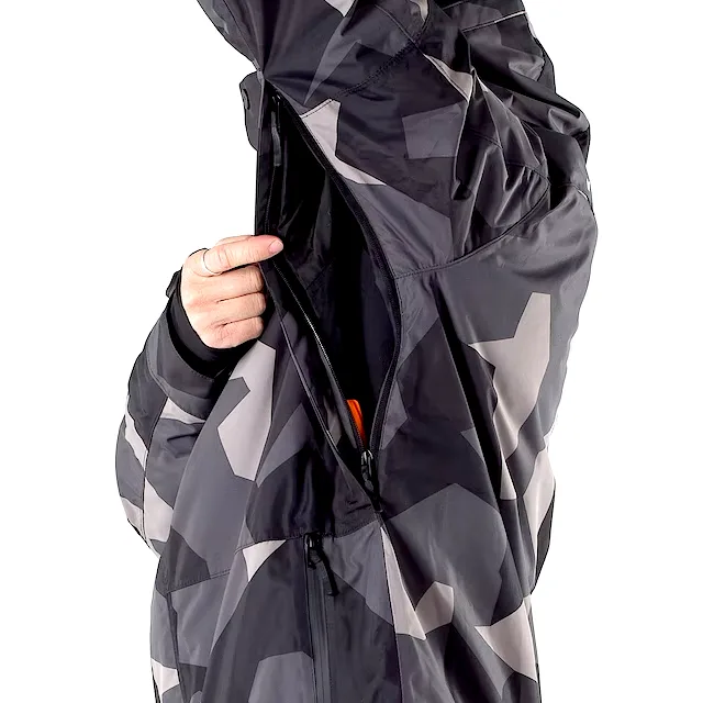 Men's Camouflage Ski Jacket — Black / Grey Camouflage — underarm vent detail