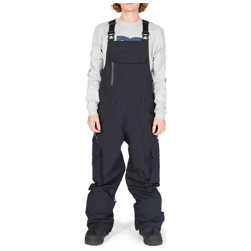 Men's Cargo Ski Bib Pants — 2 Colourways — Black, front view