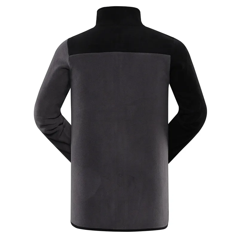 Men's Colour-Block Fleece Jacket — 3 Colourways — Black & Grey, back view