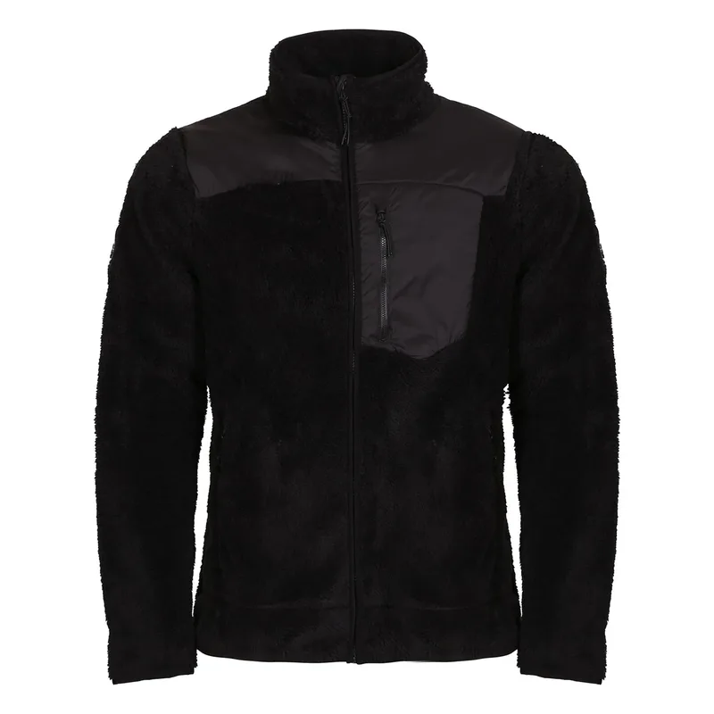 Men's Colour-Block Fleece Jacket — 3 Colourways — Black, front view