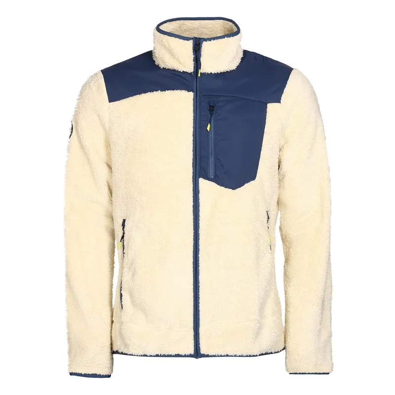 Men's Colour-Block Fleece Jacket — 3 Colourways — Cream & Navy, front view