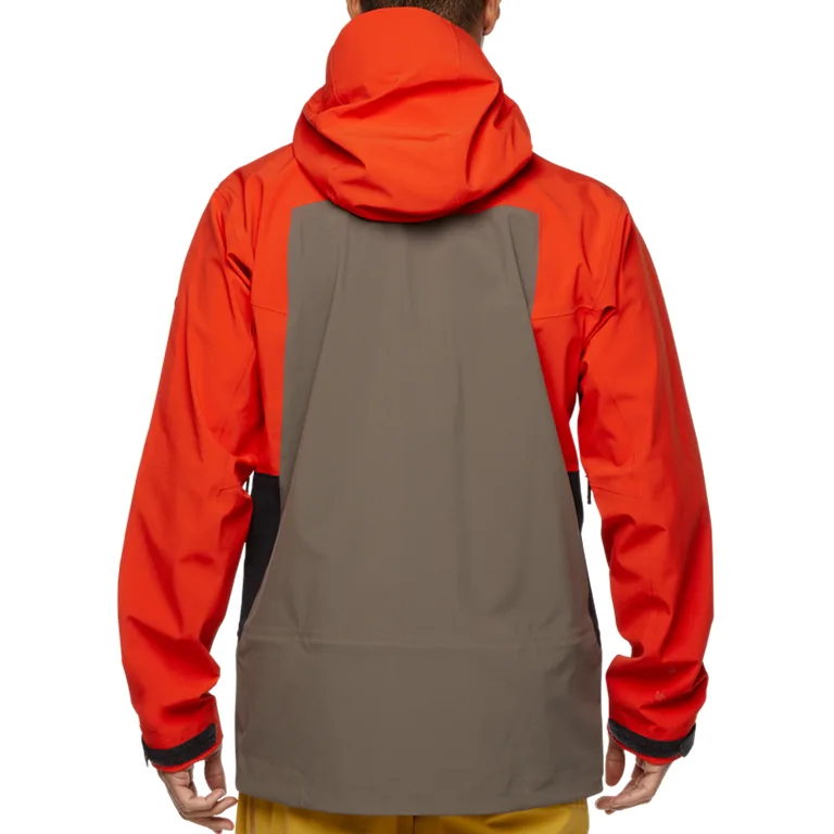 Men's Colour-Block Shell Jacket — Red / Black / Taupe — back view