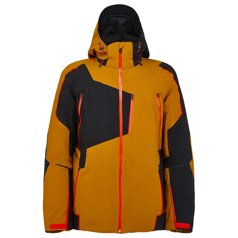 Men's Colour-Block Ski Jacket — 4 Colourways — Brown, front view