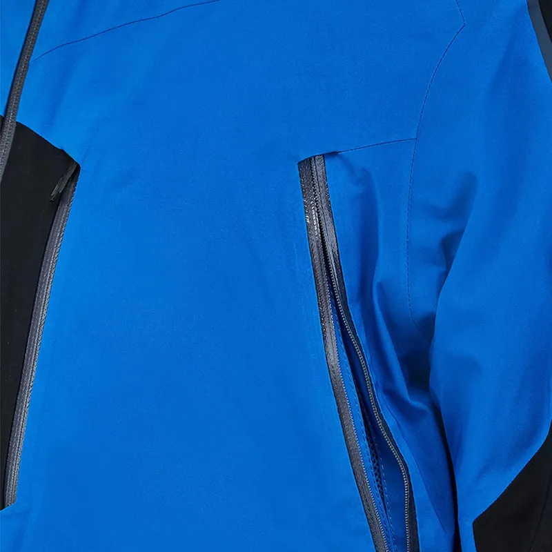 Men's Colour-Block Ski Jacket — 4 Colourways — Blue, pocket detail