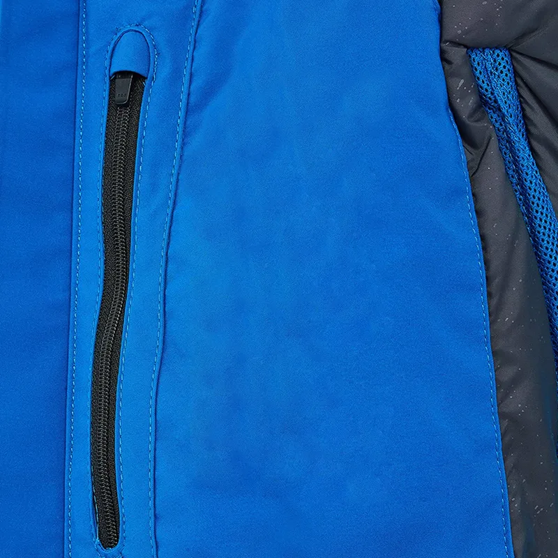 Men's Colour-Block Ski Jacket — 4 Colourways — Blue, zip detail