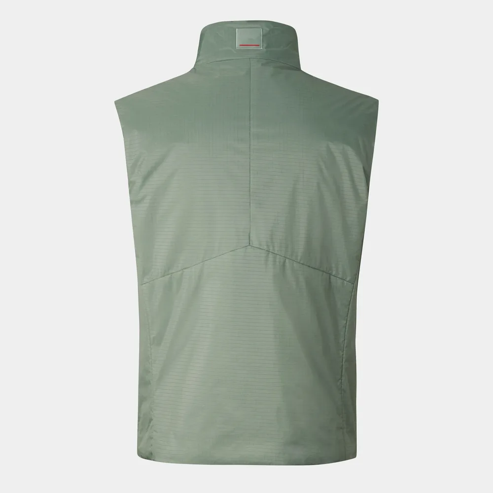 Men’s Cotton-Filled Insulated Vest — 4 Colourways — Sage Green, back view
