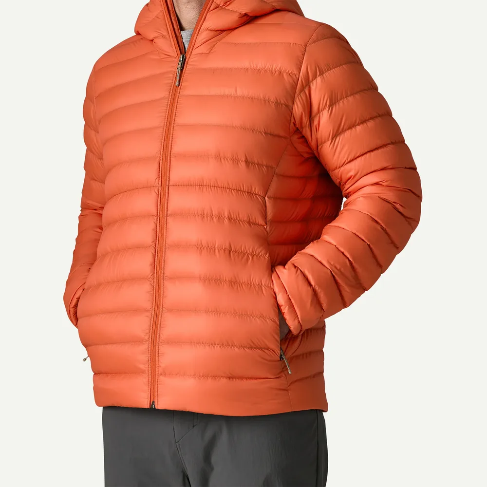 Men’s Cotton-Filled Puffer Jacket — 5 Colourways — Orange, front view on model