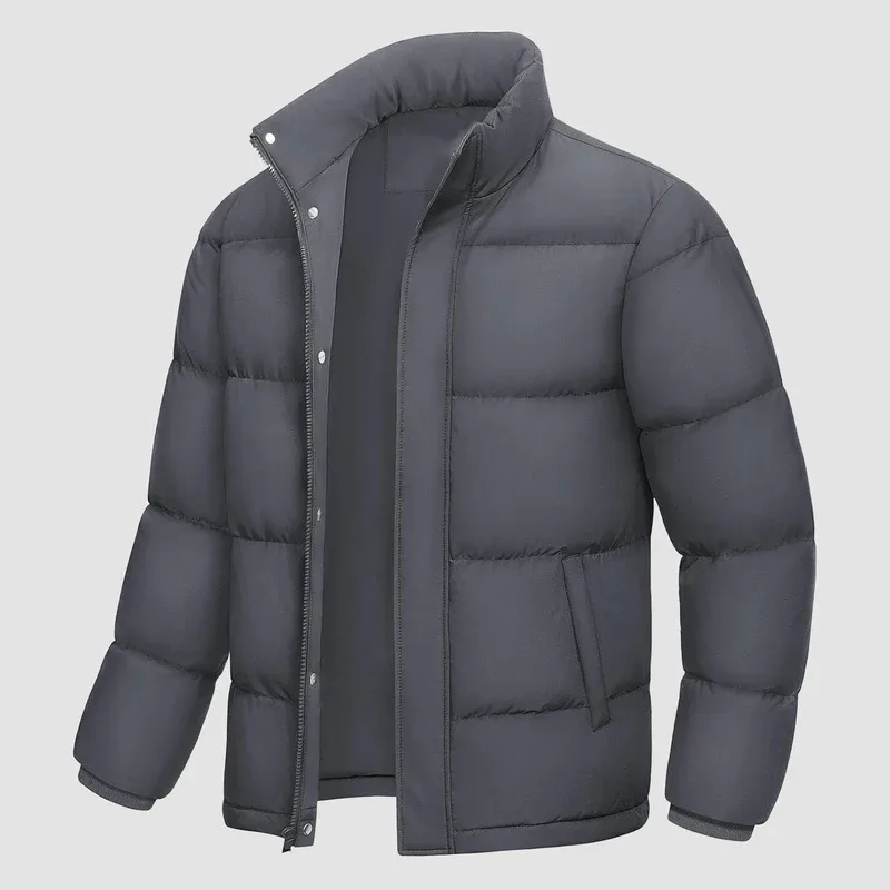 Men’s Cotton-Filled Puffer Jacket — 6 Colourways — Dark Grey, front view