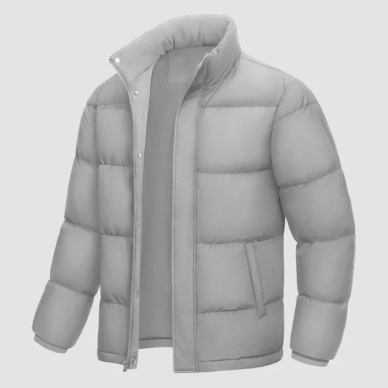 Men’s Cotton-Filled Puffer Jacket — 6 Colourways — Light Grey, front view