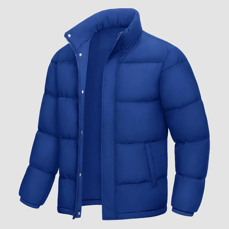 Men’s Cotton-Filled Puffer Jacket — 6 Colourways — Blue, front view