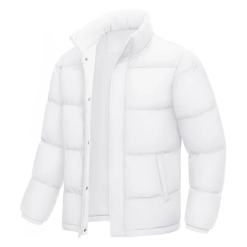 Men’s Cotton-Filled Puffer Jacket — 6 Colourways — White, front view