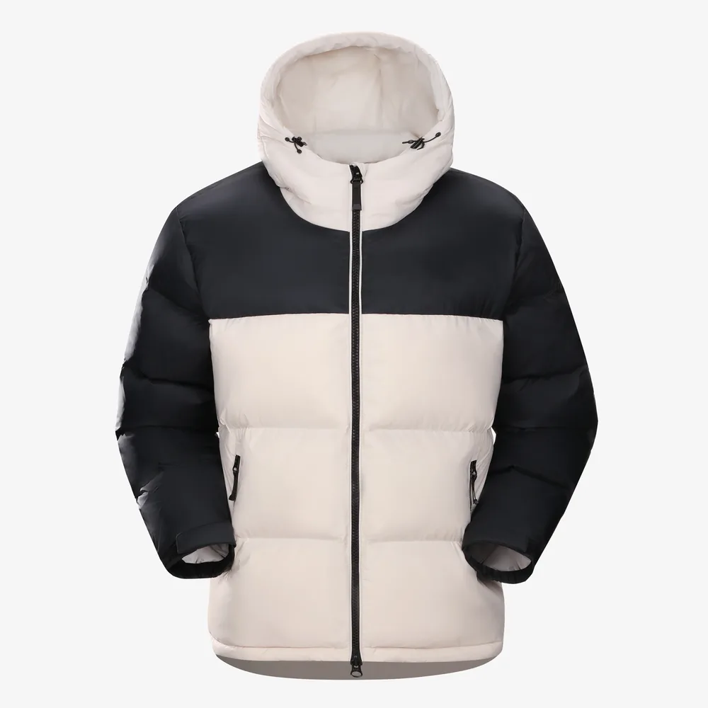 Men’s Cotton-Filled Puffer Jacket — 5 Colourways — Black & Cream, front view