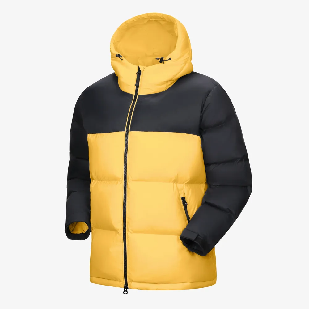Men’s Cotton-Filled Puffer Jacket — 5 Colourways — Yellow & Black, front view