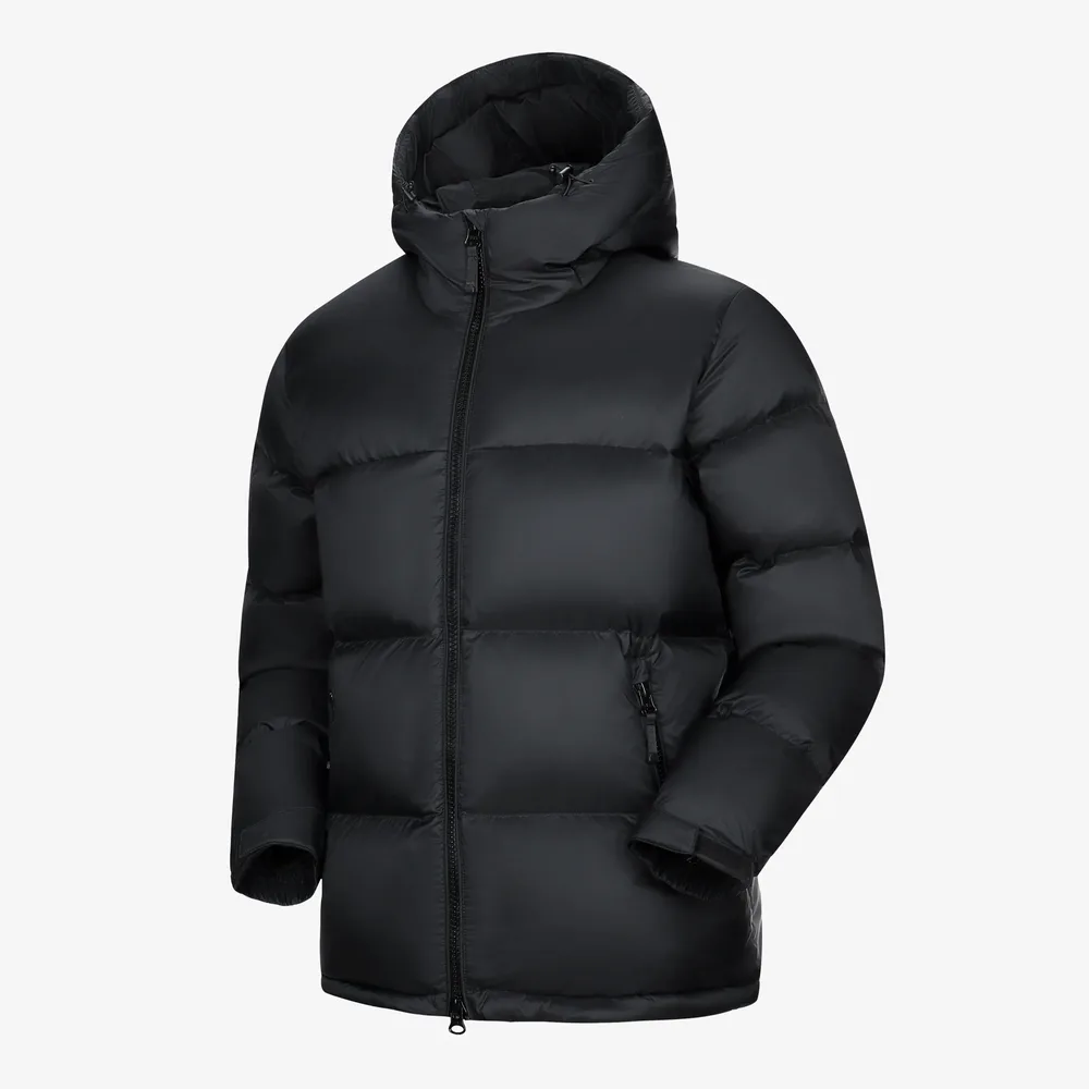 Men’s Cotton-Filled Puffer Jacket — 5 Colourways — Black, front view