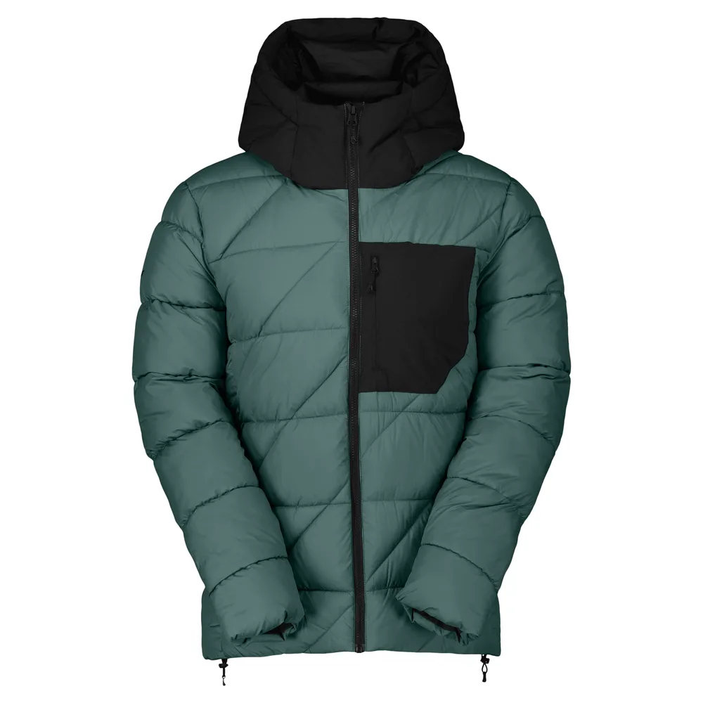 Men’s Cotton-Filled Puffer Jacket — Dark Teal & Black — Dark Teal, front view