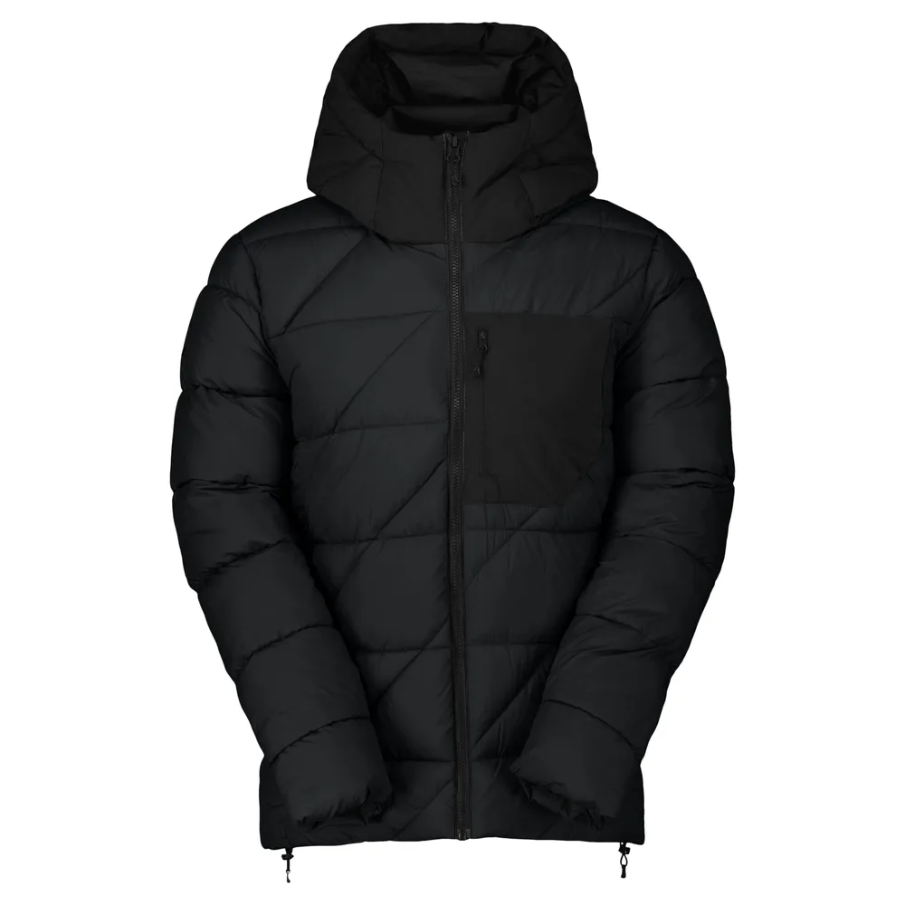 Men’s Cotton-Filled Puffer Jacket — Dark Teal & Black — Black, front view