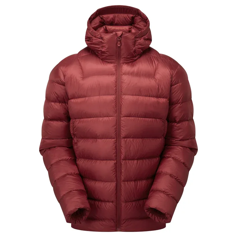 Men’s Cotton-Filled Puffer Jacket — Olive, Red & Navy — Red, front view