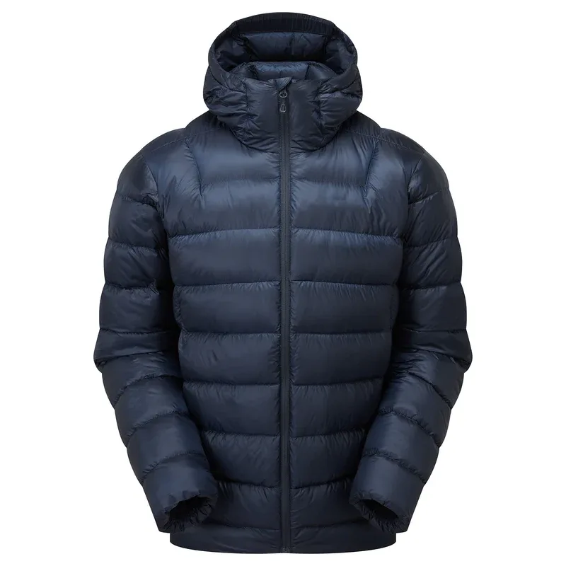 Men’s Cotton-Filled Puffer Jacket — Olive, Red & Navy — Navy, front view