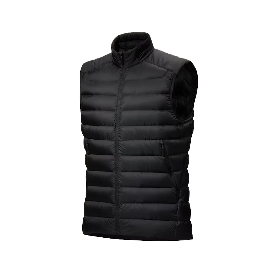 Men’s Cotton-Filled Puffer Vest — Army Green & Black — Black, front view