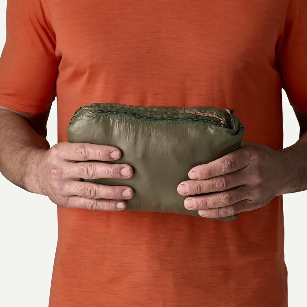 Men’s Cotton-Filled Quilted Jacket — 5 Colourways — Olive Green, packed into its pouch
