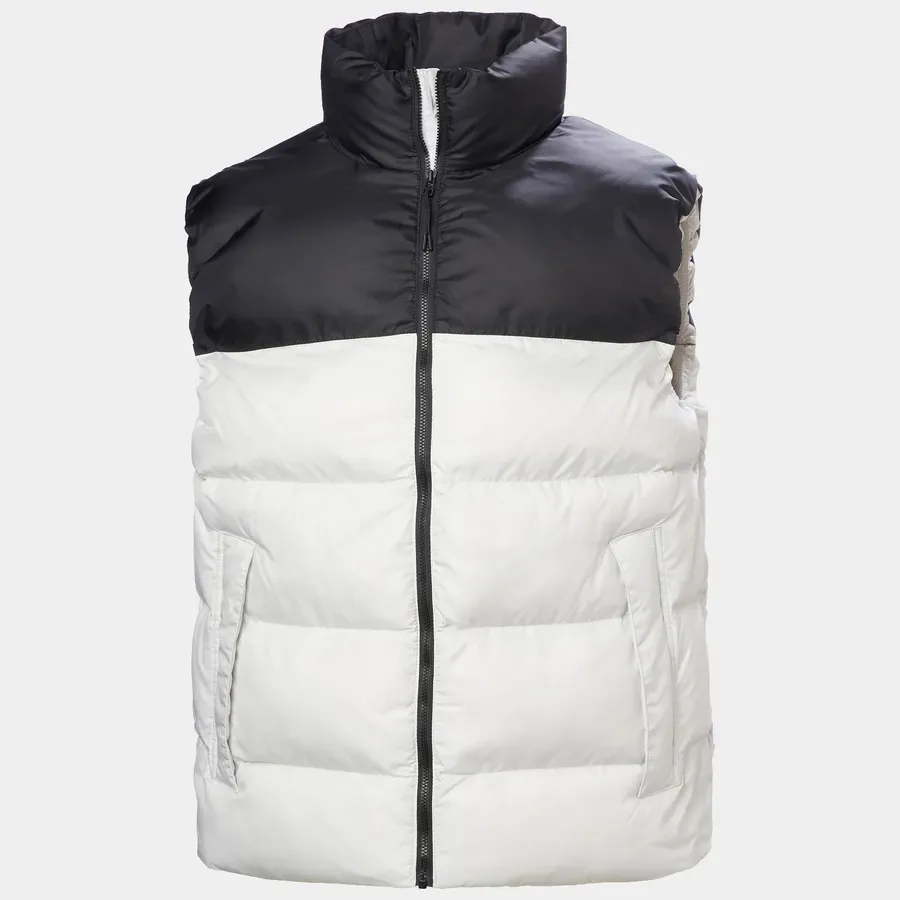 Men’s Cotton-Filled Two-Tone Puffer Vest — Black/White, front view