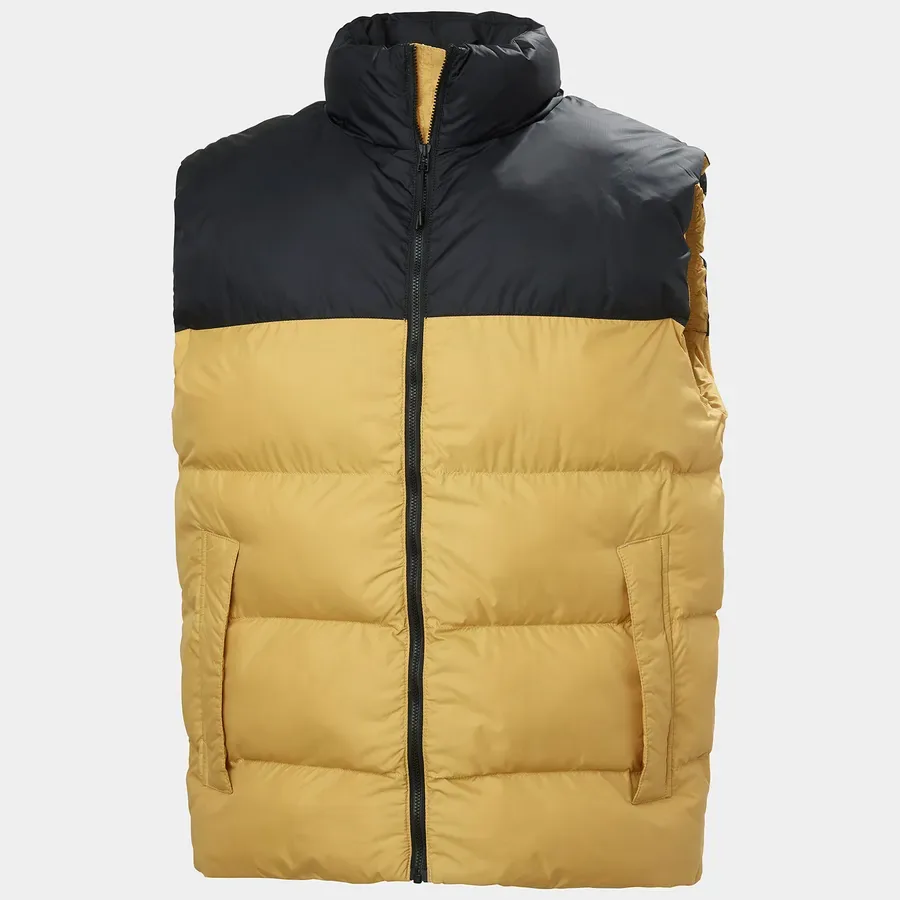 Men’s Cotton-Filled Two-Tone Puffer Vest — Black/Yellow, front view