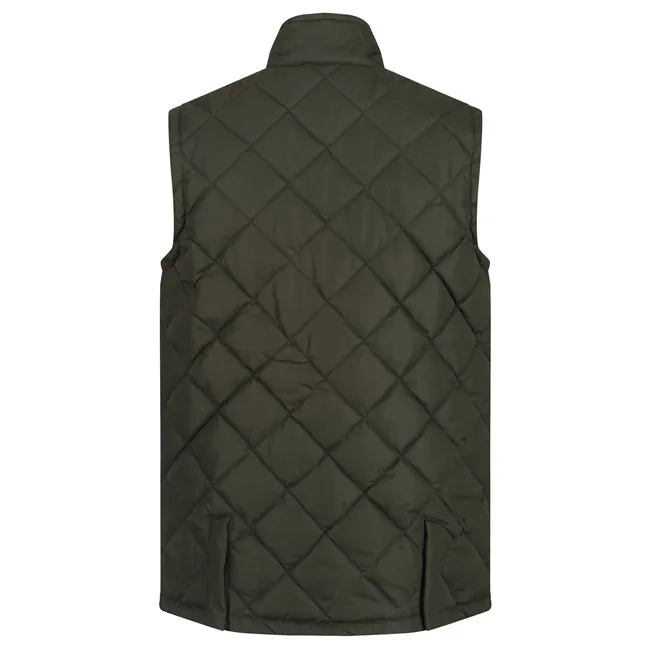 Men’s Diamond-Quilted Vest — Dark Olive — Dark Olive, back view