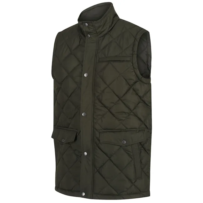 Men’s Diamond-Quilted Vest — Dark Olive — Dark Olive, three-quarter front view