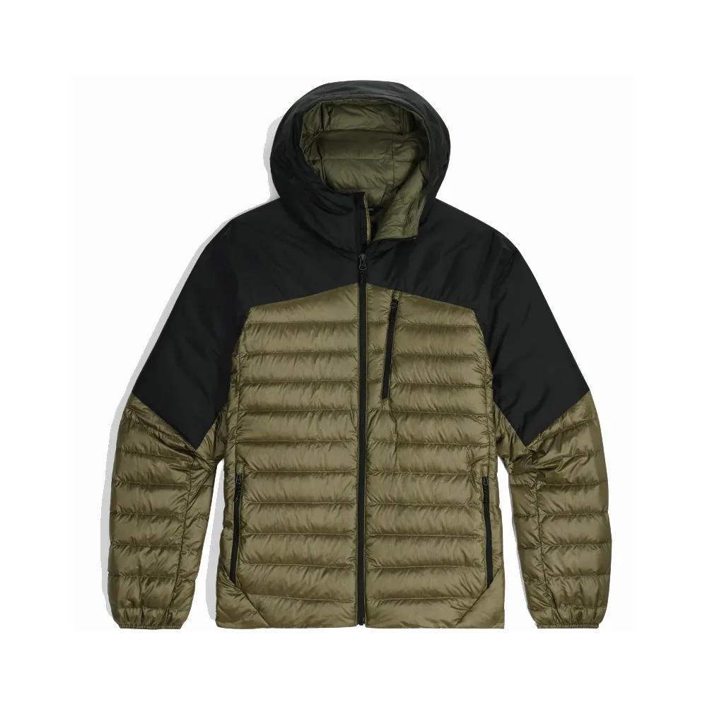 Men’s Down Jacket — Black & Olive Green — Black & Olive Green, front view