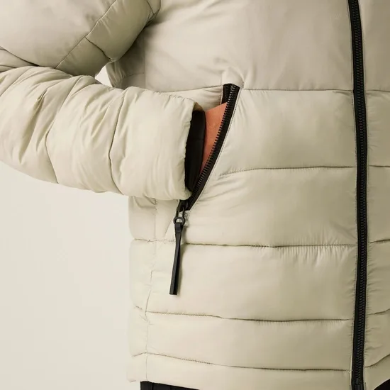 Men’s Down Jacket — Cream — Cream, pocket detail