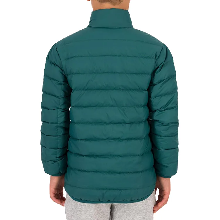Men’s Down Jacket — Dark Green — Dark Green, back view, worn