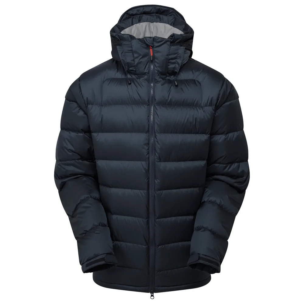 Men’s Down Jacket — Navy, Dark Green & Black — Black, front view