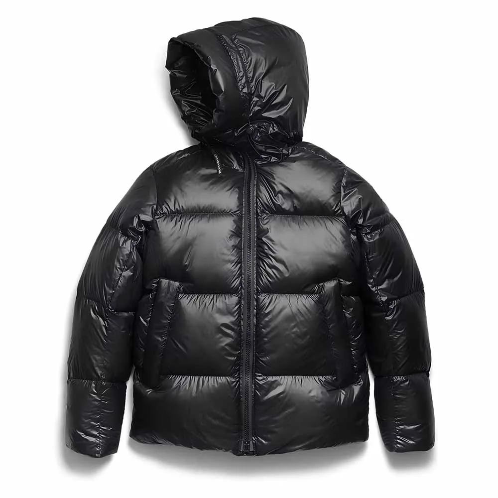 Men’s Duck Down Jacket — Black — Black, front view with hood up