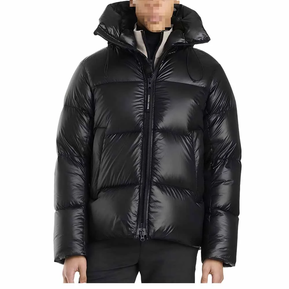 Men’s Duck Down Jacket — Black — Black, front view, worn